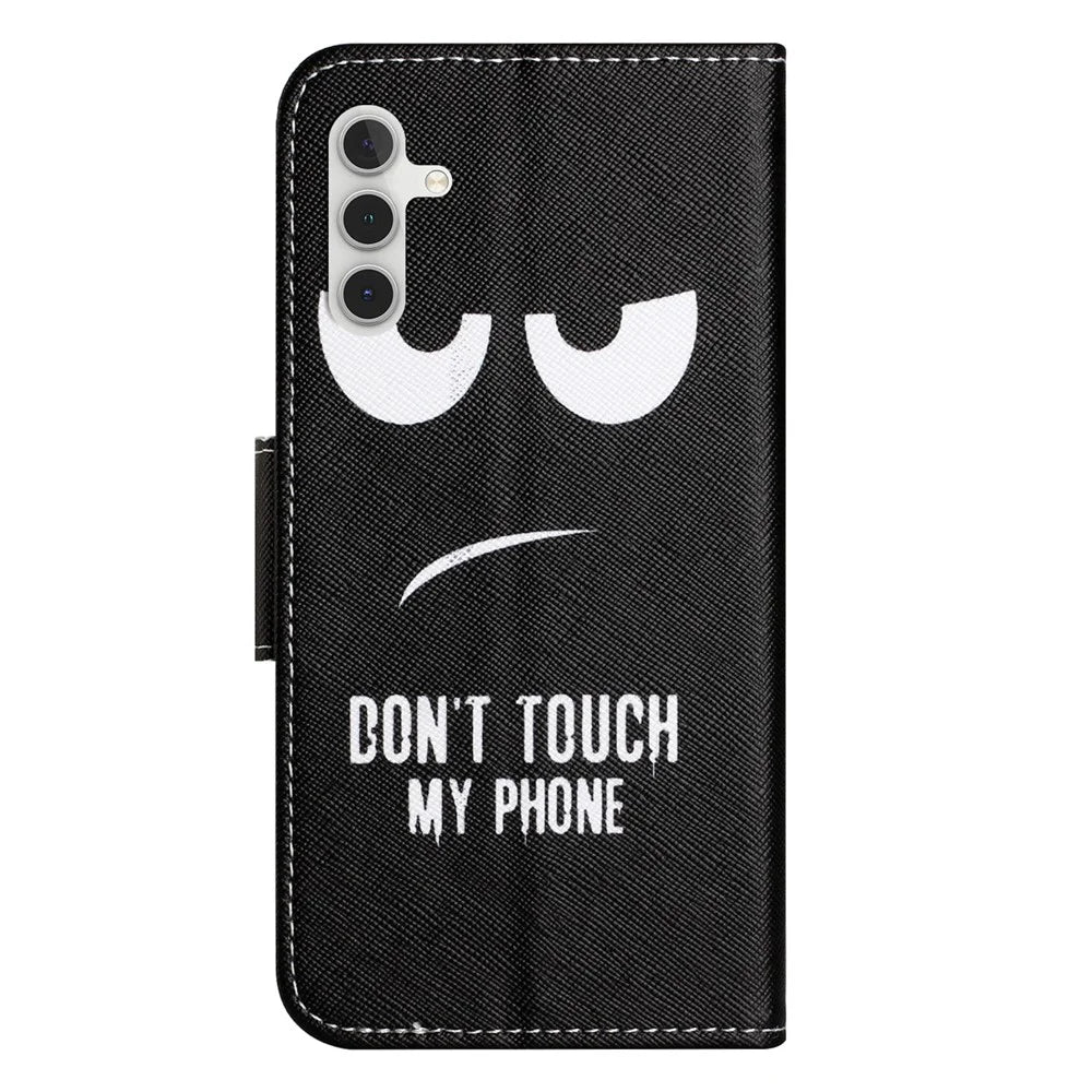 For Samsung Galaxy A05s 4G Case Pattern Printing Wallet PU Leather Phone Cover - Don't Touch My Phone - 6