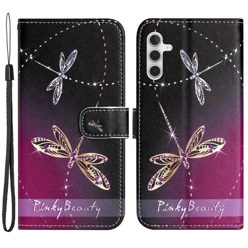 For Samsung Galaxy A05s 4G Wallet Phone Case Pattern Printing Anti-Scratch PU Leather Flip Cover - Dragonflies - 1