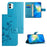 For Samsung Galaxy A05 4G Case Imprinted PU Leather Wallet Folding Stand Phone Cover - Blue - 6