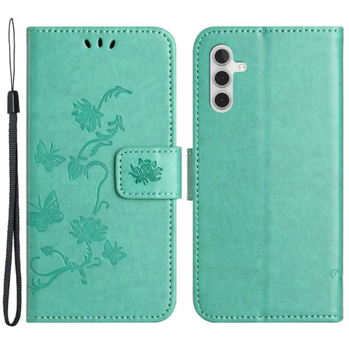 For Samsung Galaxy A15 5G Shockproof Case Imprinted PU Leather Wallet Phone Cover - Cyan - 1