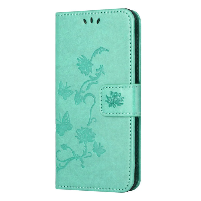 For Samsung Galaxy A15 5G Shockproof Case Imprinted PU Leather Wallet Phone Cover - Cyan - 4