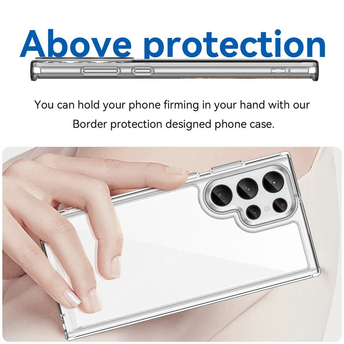 For Samsung Galaxy S22 Ultra 5G Clear Phone Case with Electroplating Buttons (Big Rear Lens Hole) - 4