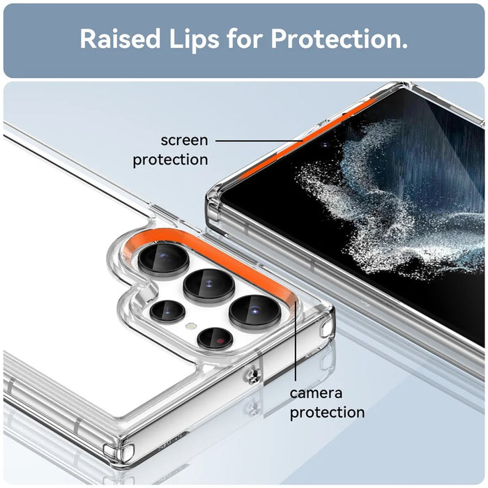 For Samsung Galaxy S22 Ultra 5G Clear Phone Case with Electroplating Buttons (Big Rear Lens Hole) - 6