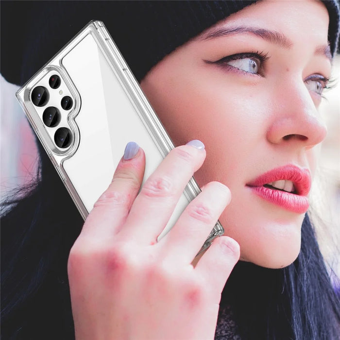 For Samsung Galaxy S22 Ultra 5G Clear Phone Case with Electroplating Buttons (Big Rear Lens Hole) - 7