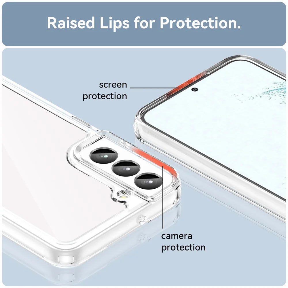For Samsung Galaxy S22+ 5G Case Electroplating Buttons Transparent Phone Cover (Big Rear Lens Hole) - 6