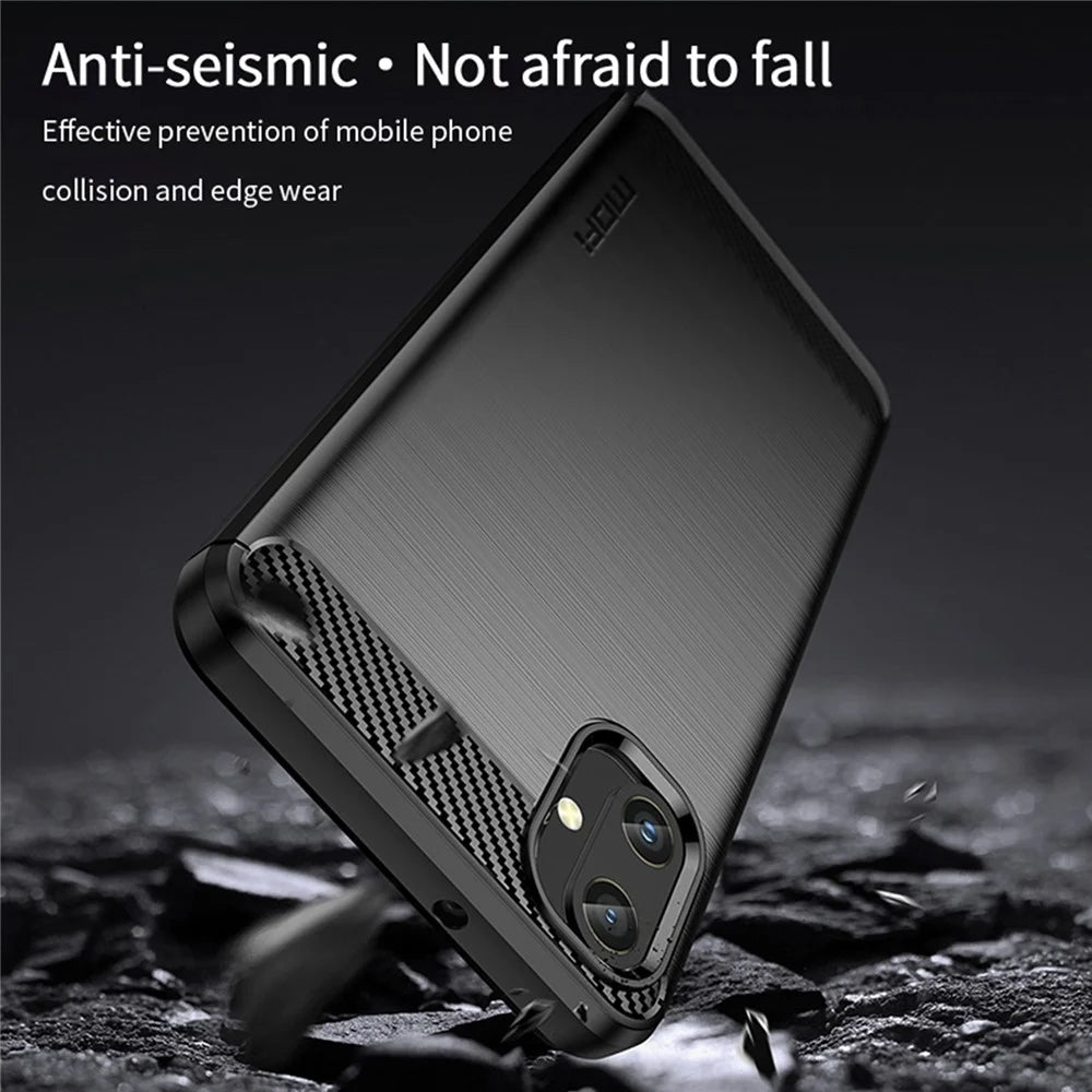 MOFI JK TPU Series-1 For Samsung Galaxy A05 4G TPU Case Carbon Fiber Texture Phone Cover - Black - 5