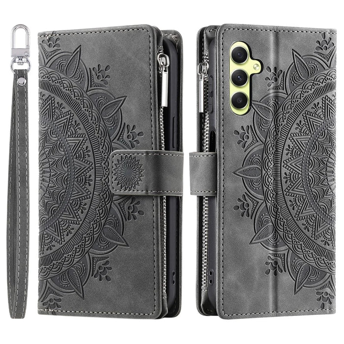 For Samsung Galaxy A05s 4G Case Phone Cover Wallet PU Leather Stand Shell with Strap - Grey - 7