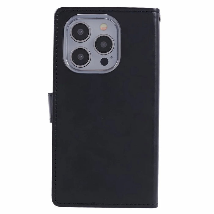 MERCURY GOOSPERY Blue Moon for iPhone 15 Pro Case Wallet PU Leather Cover - Black - 6