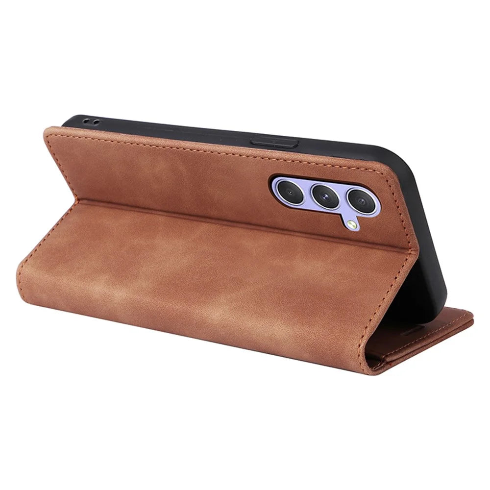 006 Series For Samsung Galaxy A54 5G Case Leather Wallet Phone Cover with Sucker Closure - Brown - 4