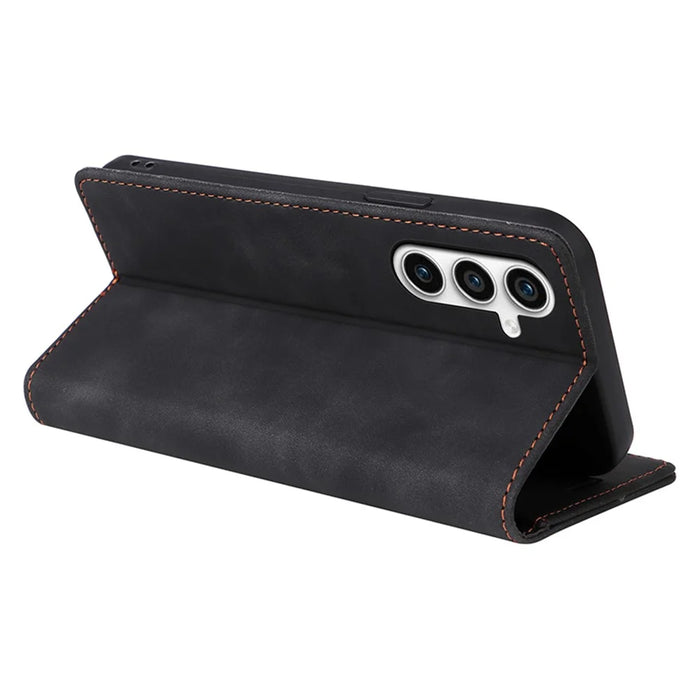 006 Series For Samsung Galaxy S23 FE Case Sucker Closure PU Leather Phone Stand Cover - Black - 4