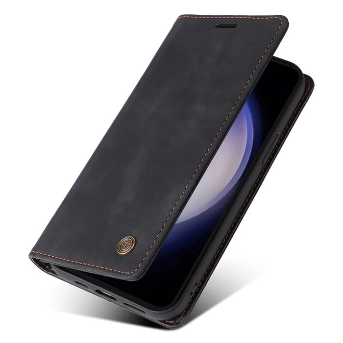 006 Series For Samsung Galaxy S23 FE Case Sucker Closure PU Leather Phone Stand Cover - Black - 5