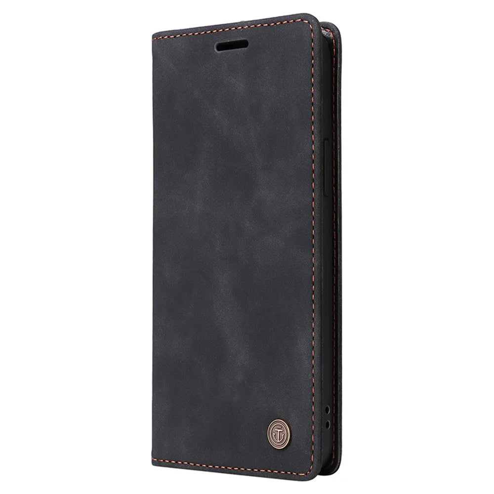 006 Series For Samsung Galaxy S23 FE Case Sucker Closure PU Leather Phone Stand Cover - Black - 7