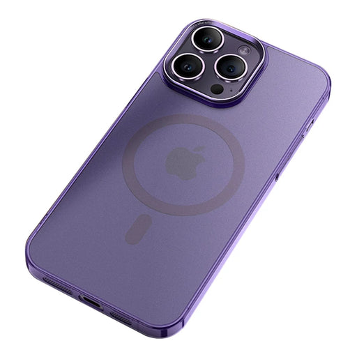 VOERO For iPhone 15 Pro Max Phone Case Compatible with Magsafe PC+Tempered Glass Matte Cover - Purple - 1
