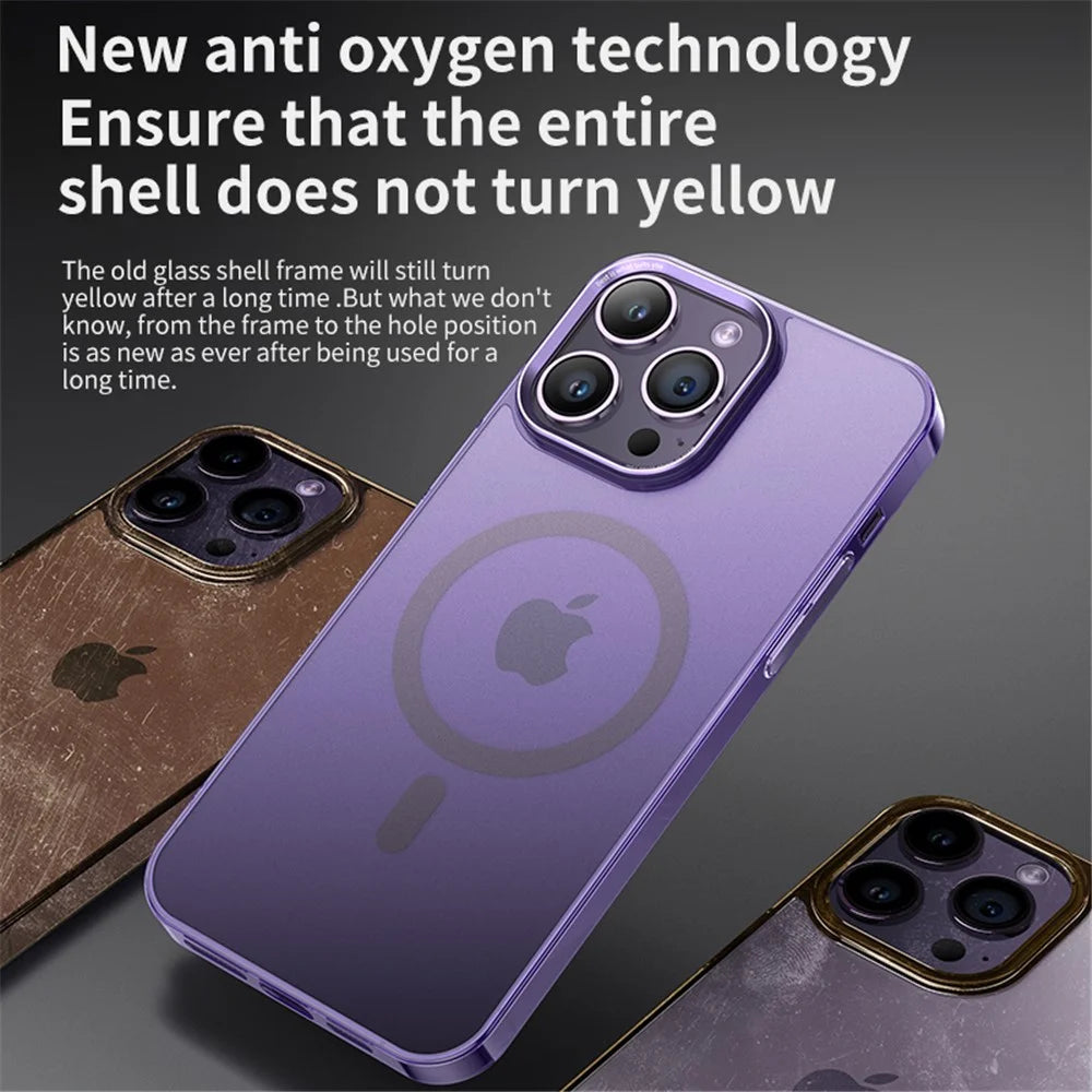 VOERO For iPhone 15 Pro Max Phone Case Compatible with Magsafe PC+Tempered Glass Matte Cover - Purple - 2