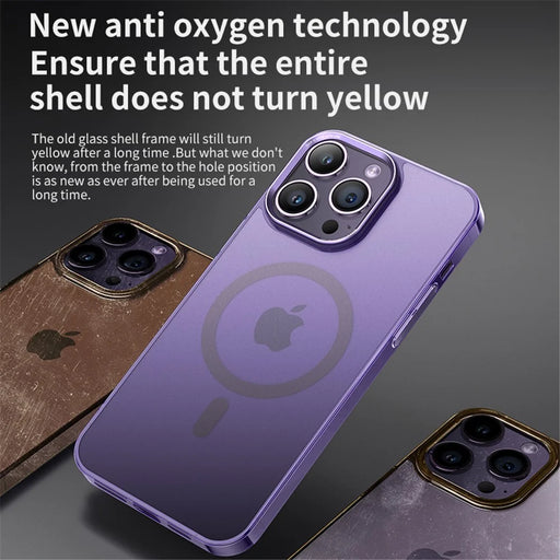 VOERO For iPhone 15 Pro Max Phone Case Compatible with Magsafe PC+Tempered Glass Matte Cover - Purple - 2