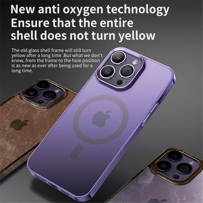 VOERO For iPhone 15 Pro Max Phone Case Compatible with Magsafe PC+Tempered Glass Matte Cover - Purple - 2