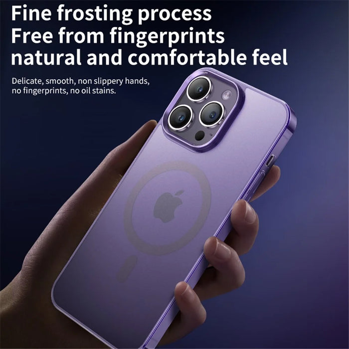 VOERO For iPhone 15 Pro Max Phone Case Compatible with Magsafe PC+Tempered Glass Matte Cover - Purple - 3