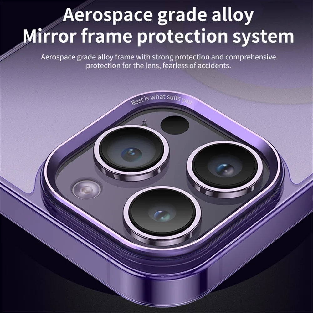 VOERO For iPhone 15 Pro Max Phone Case Compatible with Magsafe PC+Tempered Glass Matte Cover - Purple - 4