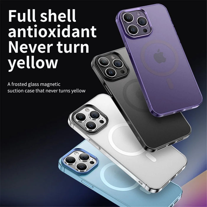 VOERO For iPhone 15 Pro Max Phone Case Compatible with Magsafe PC+Tempered Glass Matte Cover - Purple - 6