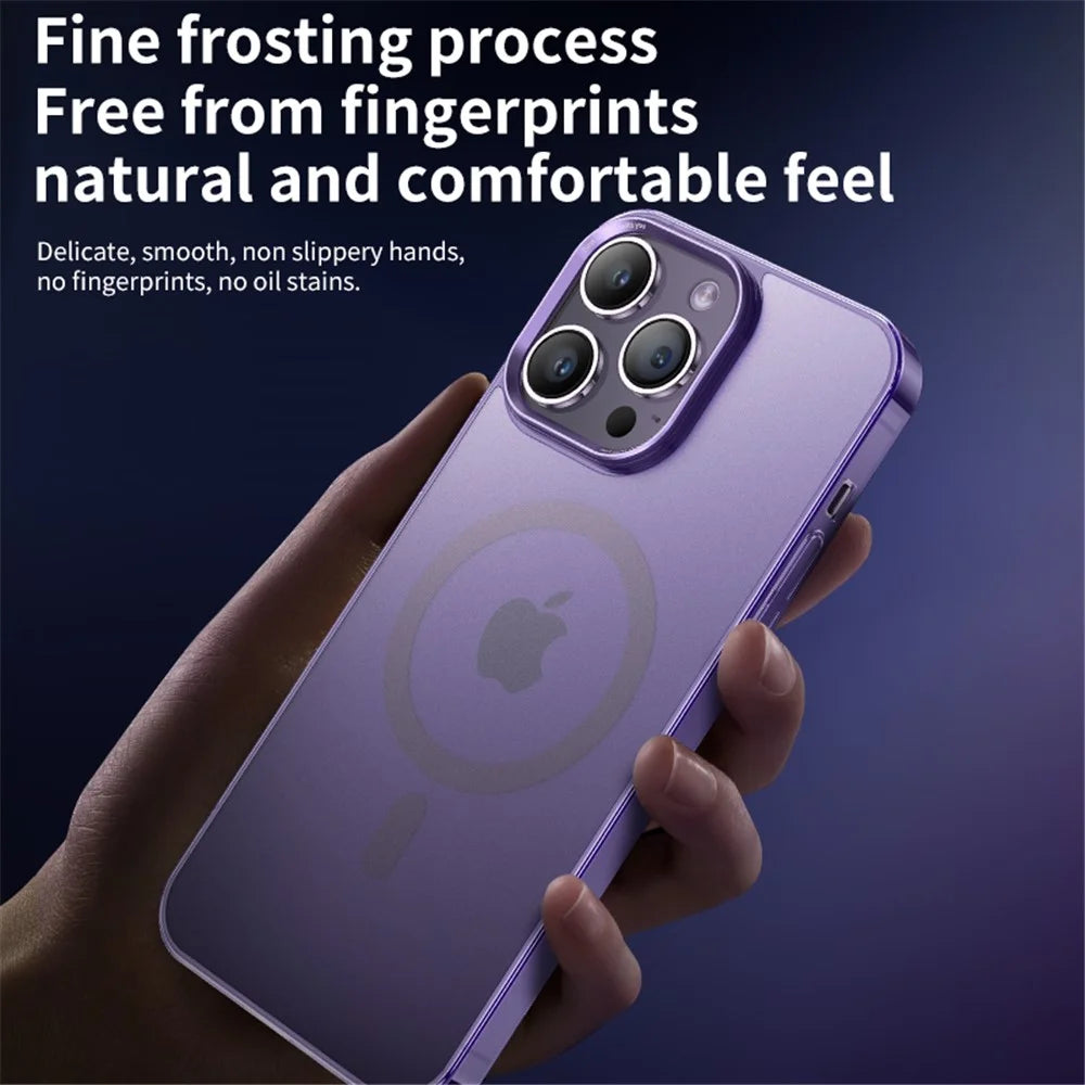 VOERO For iPhone 14 Pro Case Compatible with Magsafe Shockproof PC+Tempered Glass Matte Cover - Purple - 3