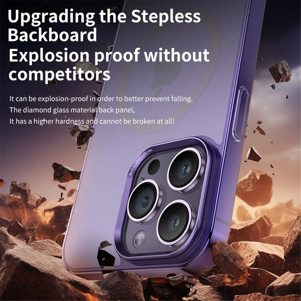 VOERO For iPhone 14 Pro Case Compatible with Magsafe Shockproof PC+Tempered Glass Matte Cover - Purple - 5