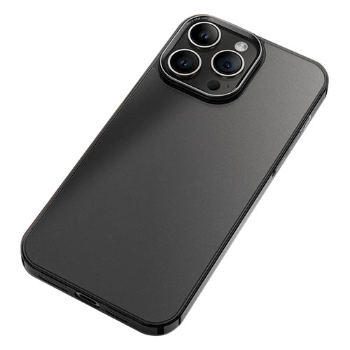 VOERO For iPhone 14 Pro Case Anti-Scratch PC+Tempered Glass Matte Phone Cover - Black - 1