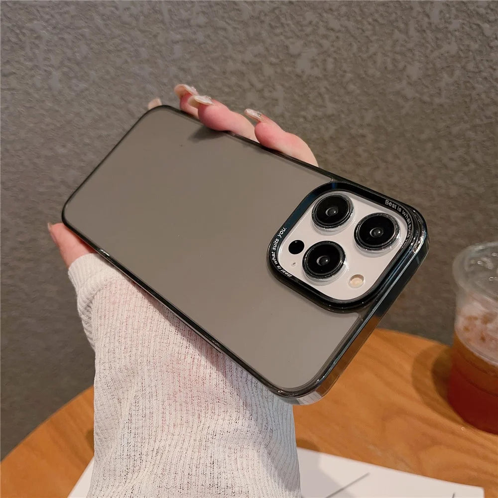 VOERO For iPhone 14 Pro Case Anti-Scratch PC+Tempered Glass Matte Phone Cover - Black - 2
