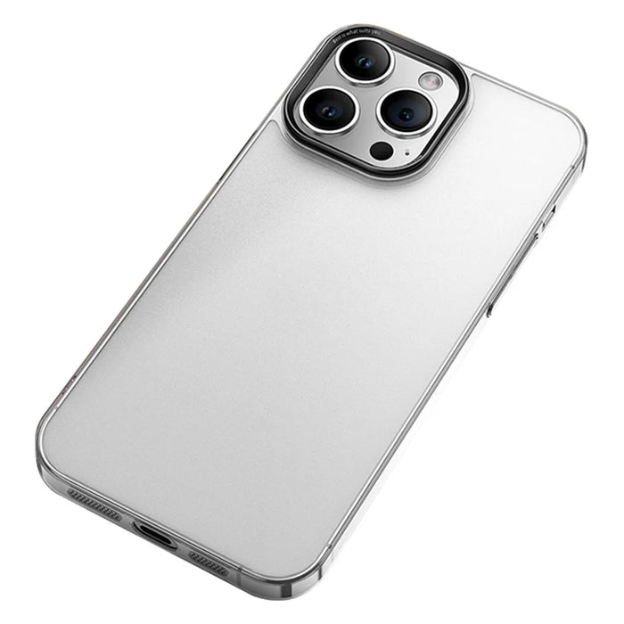 VOERO For iPhone 15 Pro Max Matte Cover PC+Tempered Glass Anti-Slip Phone Case - Transparent - 1