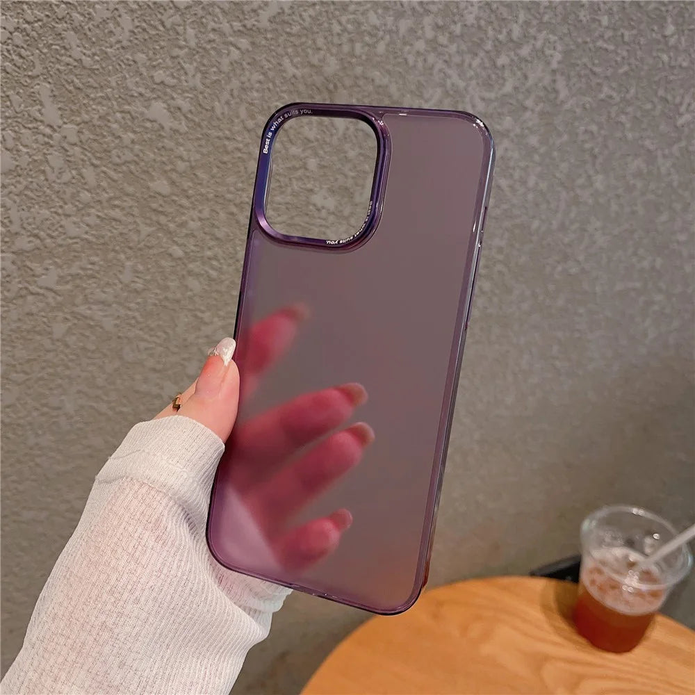 VOERO For iPhone 15 Pro Max Matte Cover PC+Tempered Glass Anti-Slip Phone Case - Transparent - 6