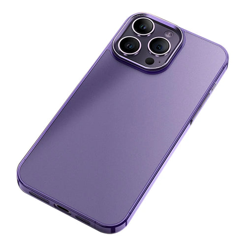 VOERO For iPhone 15 Pro Phone Case Dual Layer PC+Tempered Glass Matte Cover - Purple - 1