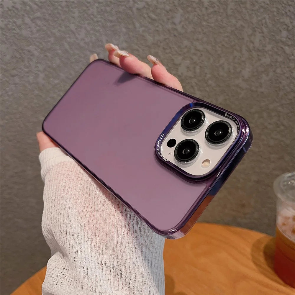 VOERO For iPhone 15 Pro Phone Case Dual Layer PC+Tempered Glass Matte Cover - Purple - 2
