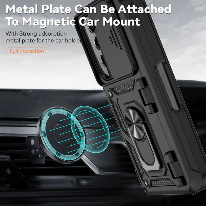 For Samsung Galaxy Z Fold5 5G Case PC+TPU Anti-drop Phone Case with Ring Kickstand - Black - 4