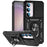 For Samsung Galaxy S23 FE Case Slide Camera Lid PC+TPU Cellphone Cover with Ring Kickstand - Black - 1