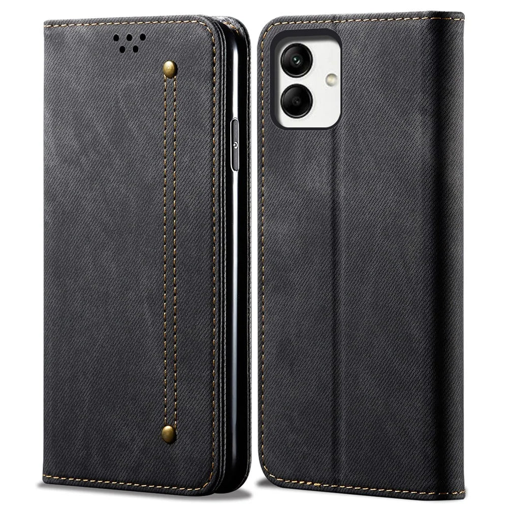 For Samsung Galaxy A05 4G Case Anti-Scratch PU Leather Phone Shell Wallet - Black - 1