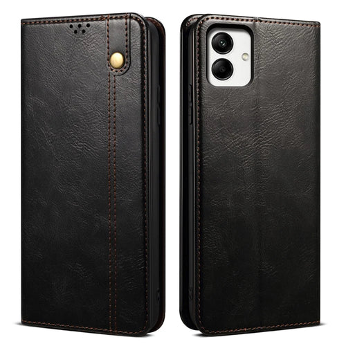 For Samsung Galaxy A05 4G Case PU Leather Stand Wallet Leather Phone Cover Shell - Black - 1