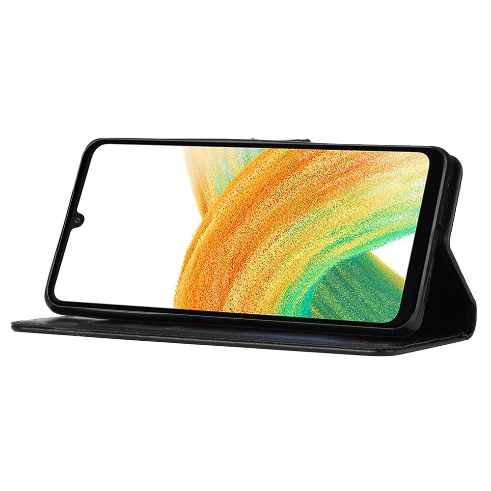 For Samsung Galaxy A25 5G (Global) (161.0 x 76.5 x 8.3mm) Case Butterfly Imprint Wallet PU Leather Phone Cover - Black - 3