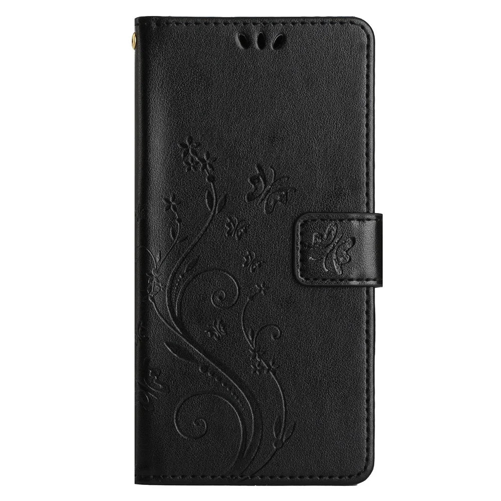 For Samsung Galaxy A25 5G (Global) (161.0 x 76.5 x 8.3mm) Case Butterfly Imprint Wallet PU Leather Phone Cover - Black - 6