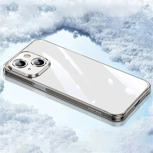 SULADA For iPhone 15 Plus Case TPU Frame +Tempered Glass Back Case Ultra Clear Phone Cover - Transparent Black - 2