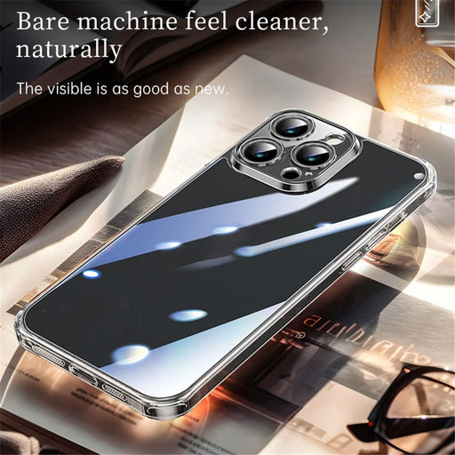 SULADA TPU Frame +Tempered Glass Back Case for iPhone 15 Pro Case Crystal-Clear Phone Cover - Transparent Black - 2
