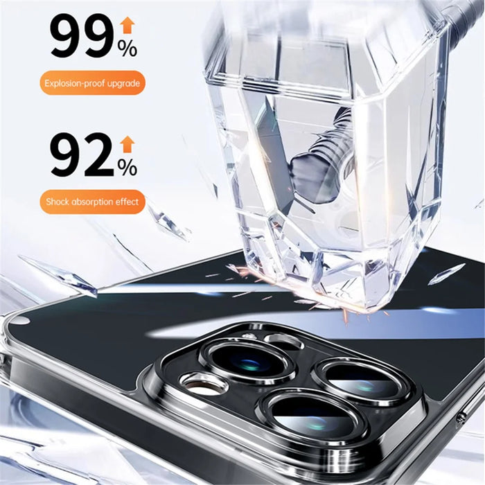 SULADA TPU Frame +Tempered Glass Back Case for iPhone 15 Pro Case Crystal-Clear Phone Cover - Transparent Black - 5