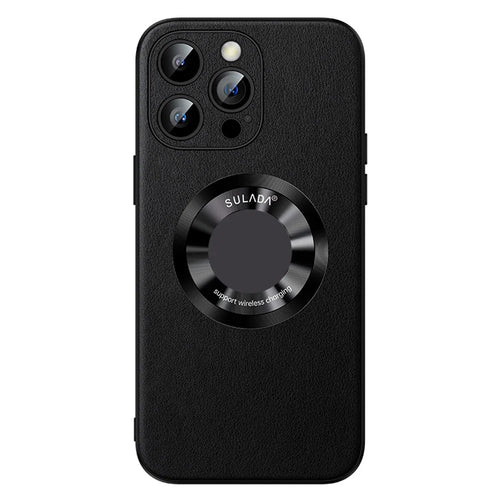 SULADA For iPhone 15 Pro Max Magnetic Phone Case Microfiber Leather+TPU Anti-Shock Cover - Black - 1