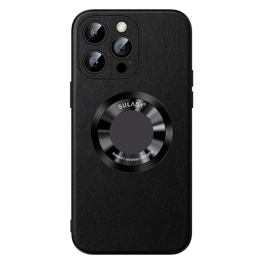SULADA For iPhone 15 Pro Max Magnetic Phone Case Microfiber Leather+TPU Anti-Shock Cover - Black - 1