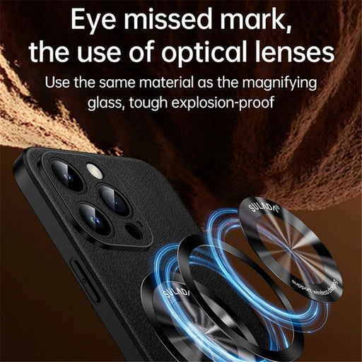 SULADA For iPhone 15 Pro Max Magnetic Phone Case Microfiber Leather+TPU Anti-Shock Cover - Black - 2