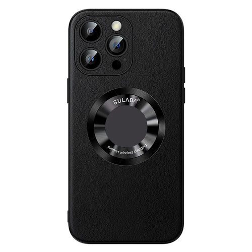 SULADA For iPhone 15 Pro Magnetic Cover Microfiber Leather+TPU Protection Phone Case - Black - 1