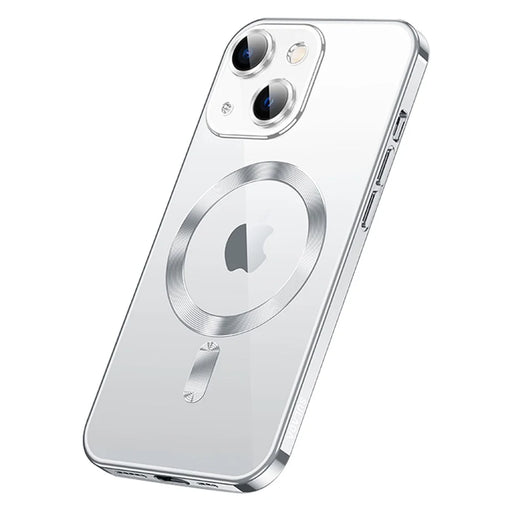 SULADA For iPhone 15 Magnetic Case Compatible with MagSafe Tempered Glass+TPU Phone Cover - Silver - 1