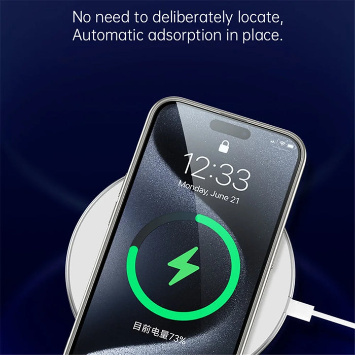 SULADA For iPhone 15 Magnetic Case Compatible with MagSafe Tempered Glass+TPU Phone Cover - Silver - 3