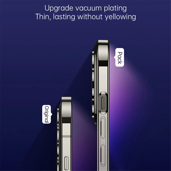 SULADA For iPhone 15 Pro Clear Phone Case Tempered Glass+TPU Cover Compatible with MagSafe - Titanium Grey - 5