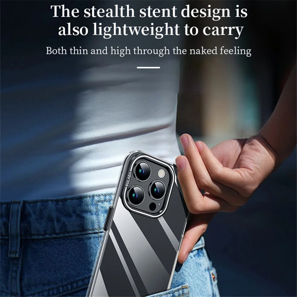 SULADA For iPhone 15 Pro Max Case Camera Kickstand Clear TPU+PC Anti-drop Phone Cover - Dark Purple - 6