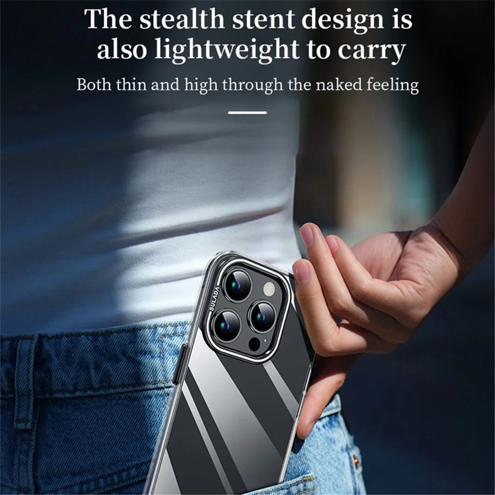 SULADA For iPhone 14 Pro Case TPU+PC Clear Phone Cover with Camera Kickstand - Black - 6