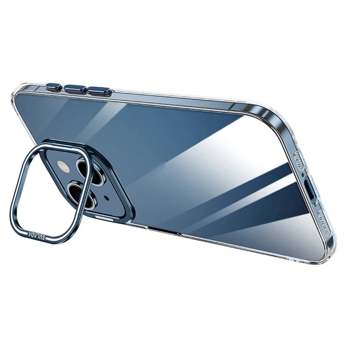 SULADA For iPhone 14 Case Camera Kickstand Bump Proof TPU+PC Clear Phone Cover - Blue - 1